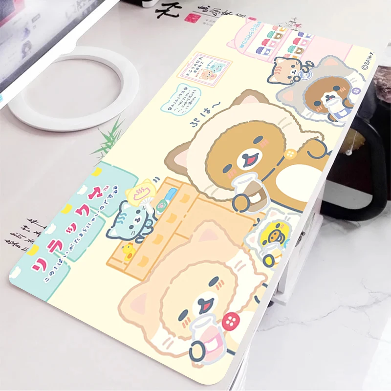 Large Mouse Pad Korilakkuma Rilakkuma Cartoon Anime Desk Mat Kawaii Office Accessories Carpet Extended Keyboard Pad Non-slip Rug