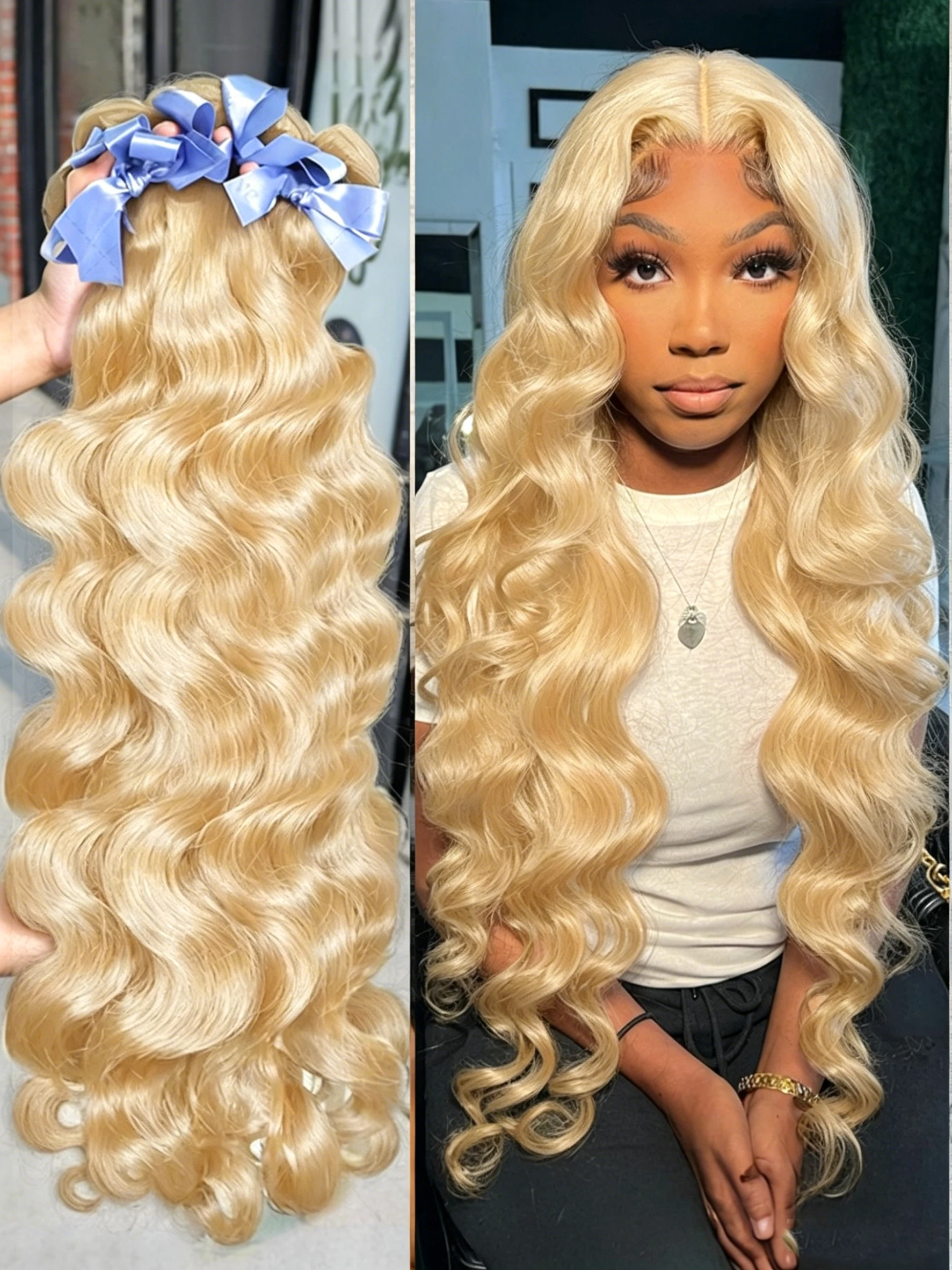 Smilegirl Blonde 36 38 40 Inch Human Hair Bundles 613 Body Wave Bundles Human Hair Brazilian Hair Weave Bundles Remy Human Hair Extensions