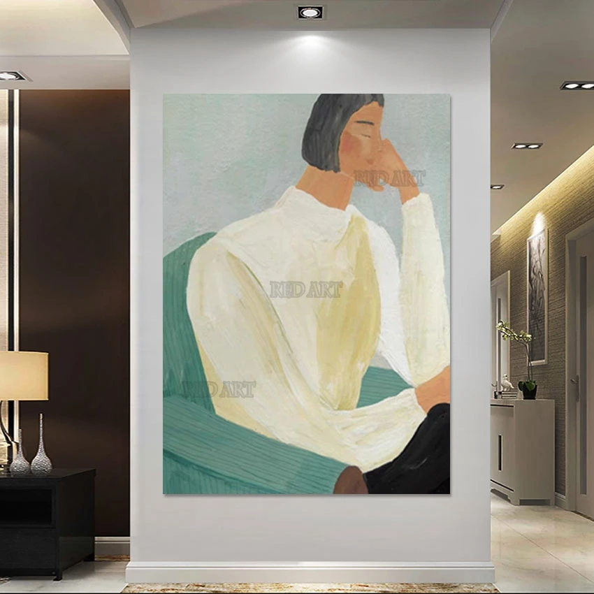 Bedroom Decorative Sexy Lady Cartoon Poster Luxury Big Size Hotel Wall Hangings Oil Painting Handmade Canvas Picture Artwork