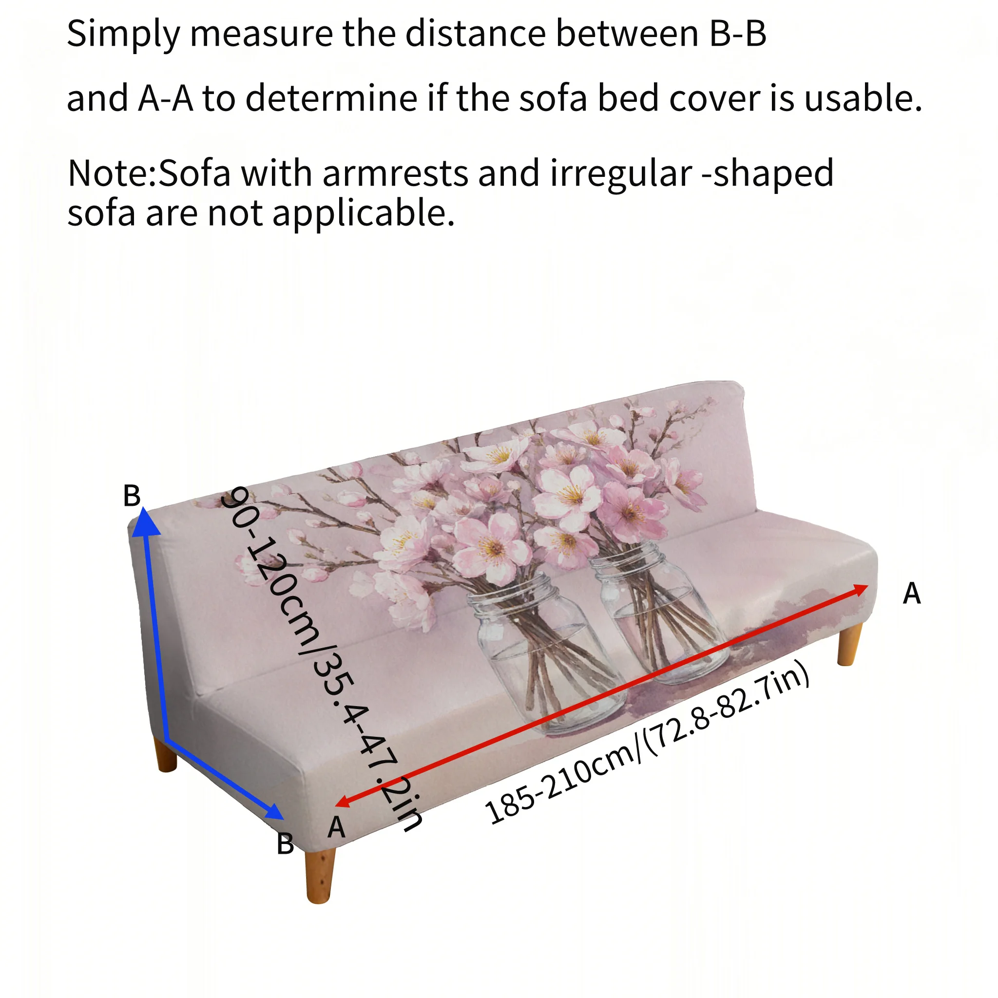 Watercolor peach blossom vase sofa cover, non-slip and scratch-proof furniture protective cover, easy installation