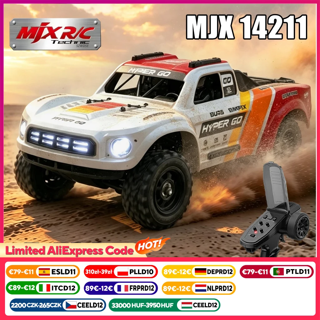 Hyper Go Mjx 14211 RC-Auto Bürstenlos 1:14 Hochgeschwindigkeits-Offroad-Ferngesteuerter Truck 4WD Rennfahrzeug mit LED-Licht Drift-Kletter-Elektroauto Spielzeug für Erwachsene und Jungen
