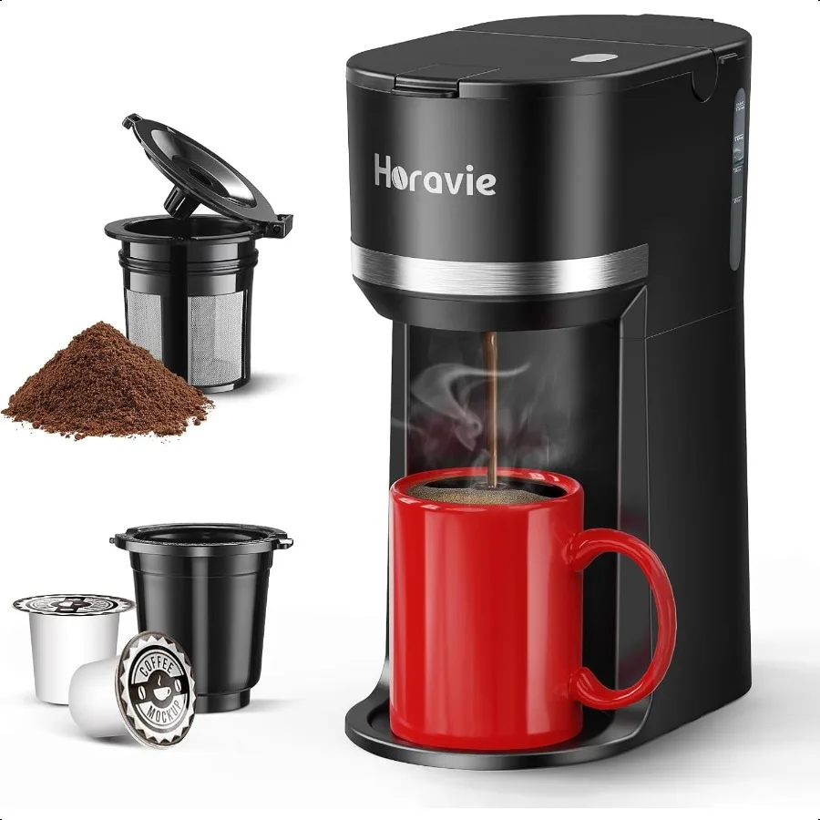 

Мини-кофеварка на одну порцию для чашки K и молотого кофе Fast Brew One Cup Coffee hine с напоминанием о удалении накипи и водным ветром