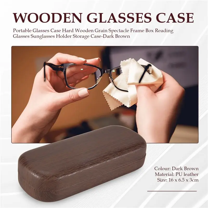 ABLK Portable Glasses Case Hard Wooden Grain Spectacle Frame Box Reading Glasses Sunglasses Holder Storage Case - view 3