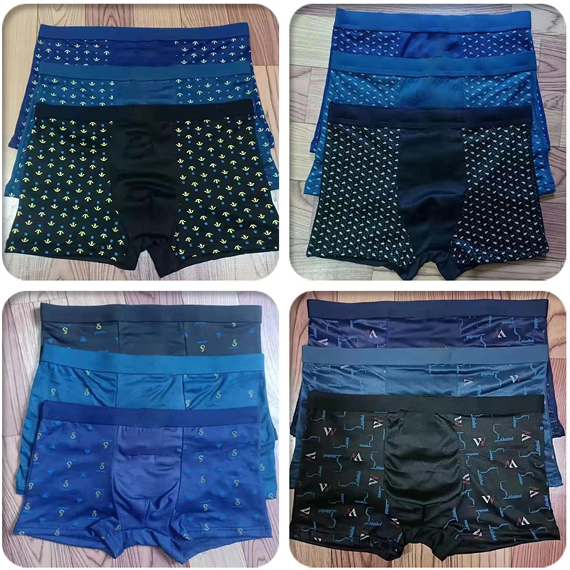 2 PCS/Lot 95 Polyester Boxers  Briefs Mens Underpants Underwear Shorts Boxershorts Thin Summer Big Size Lingerie Sexy Panties