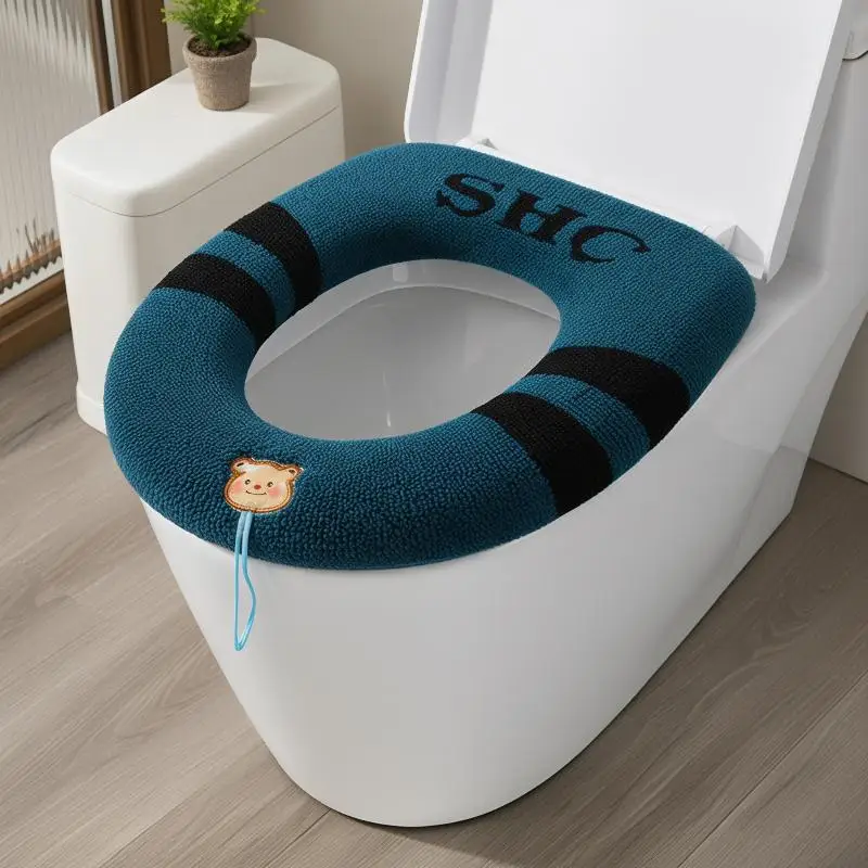 Bathroom Toilet Seat Cover 1Pcs Soft Warm Pad Washable Cushion for Home Winter Cold Comfort