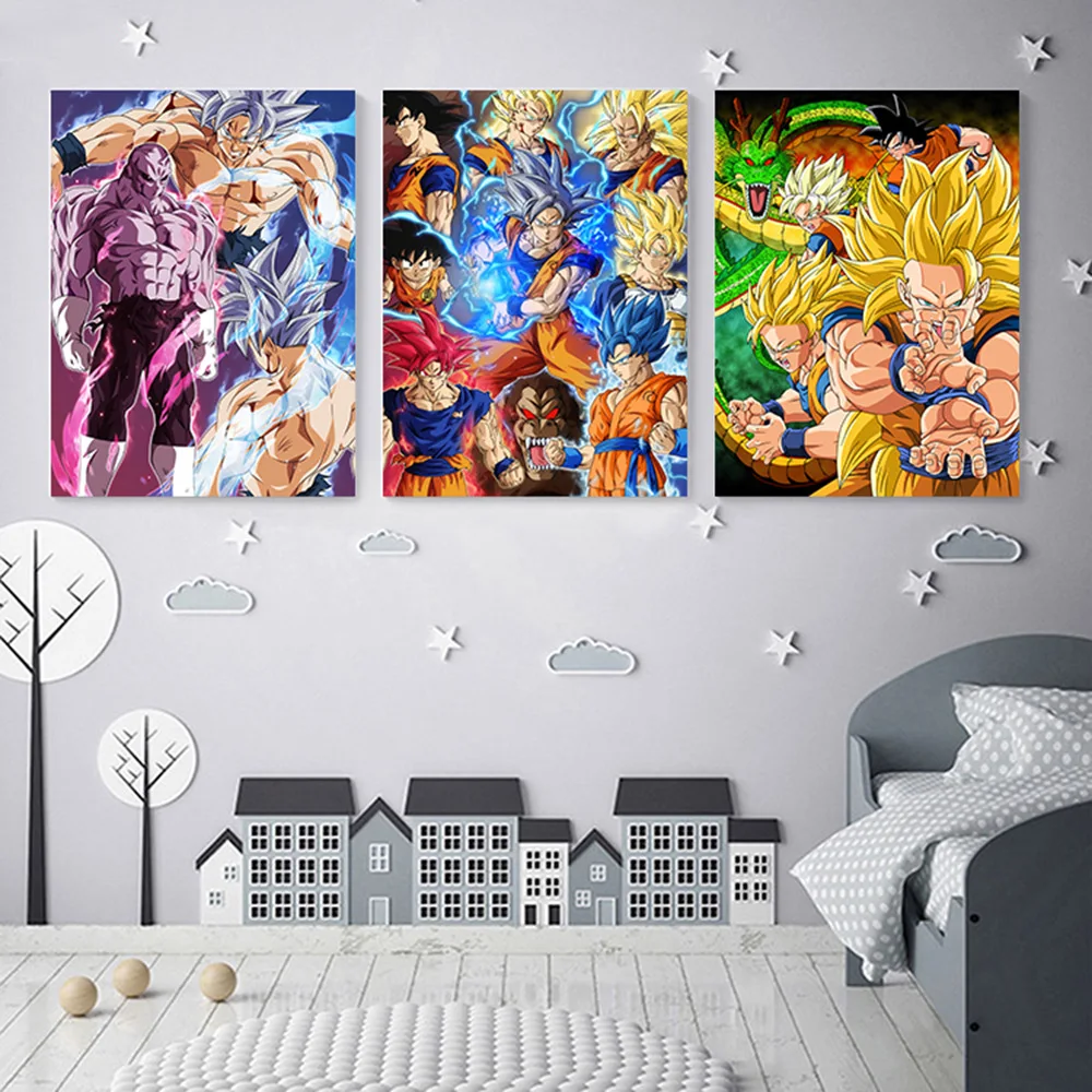 40 High-definition Poster Images Dragon Ball Goku Vegeta Anime Stickers High Quality Art Modern Living Room Decorative Painting