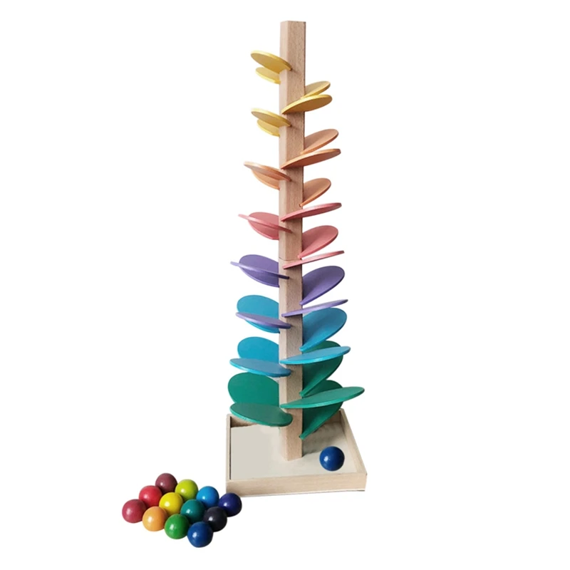 Wooden Building Blocks Set - Educational Tree Petal Ball Track For Early Learning And Development