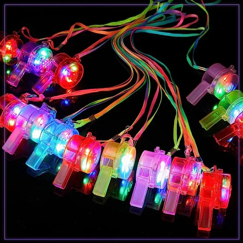 

10/30pc LED Light up Whistle Glow Whistles Flashing Noisemaker Whistles Lanyard Necklace Glow in the Dark Wedding Birthday Party