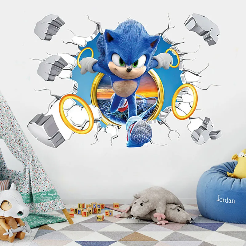 4 gaya Sonic stiker dekorasi kamar anak-anak landak karakter kartun Anime gambar stiker tahan air mobil grosir