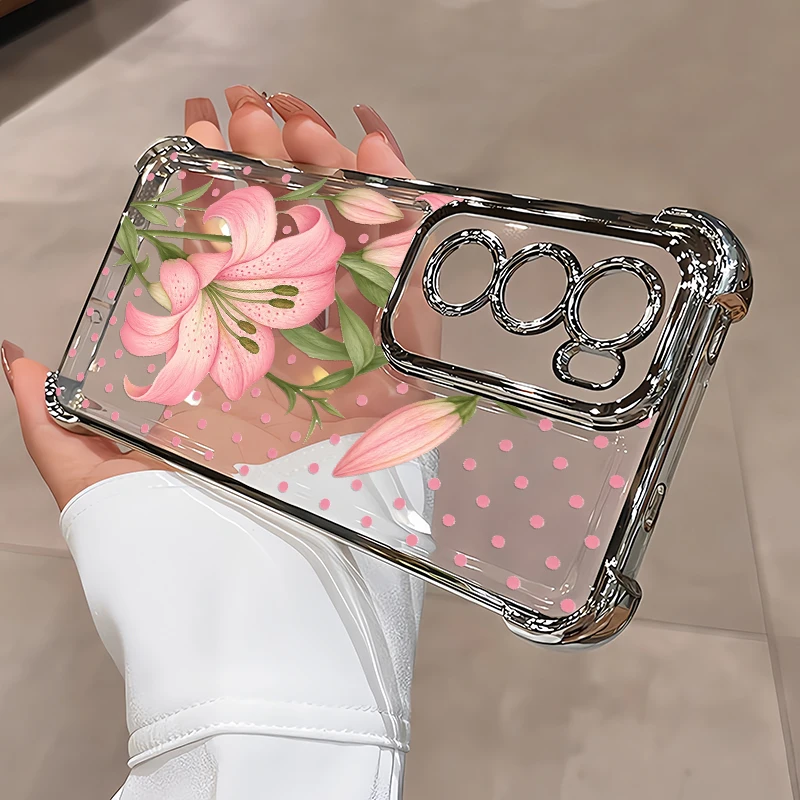 Pink Lilies Flower Pattern Phone Case For Infinix Hot 70 60 Pro Plus 50i 40 10T 11 9 Play 10s NFC Shockproof Soft TPU Cases Capa - view 3