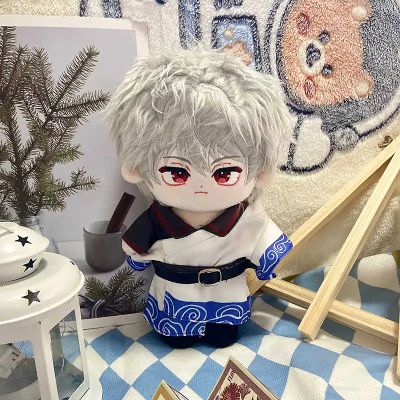 Muñeco de peluche de Anime Sakata Gintoki de 20cm, peluches con ropa, figura Adorable de dibujos animados, marioneta, juguetes de vestir, regalos de navidad