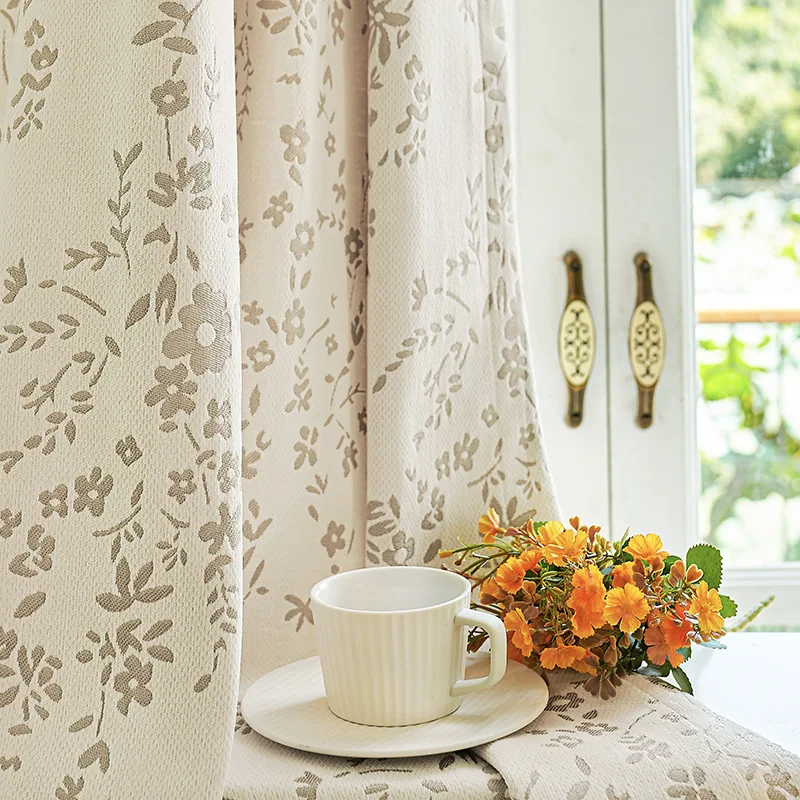 

Chenille Light Luxury Curtain for Living Room Bedroom Dining Room Cream Colored Bedroom Blackout Curtain Jacquard Curtain Window