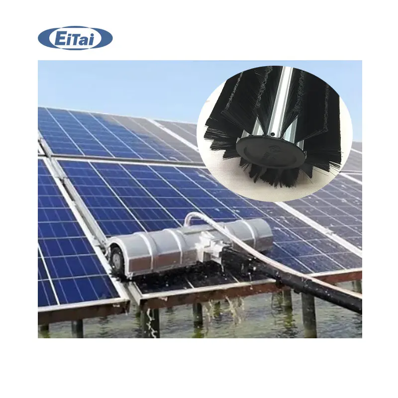 Eitai Professional Solar Panel Cleaner Machine 12V 200W Rechargeable Rotating Brush 5.4M Extendable Pole For Home Power Plant