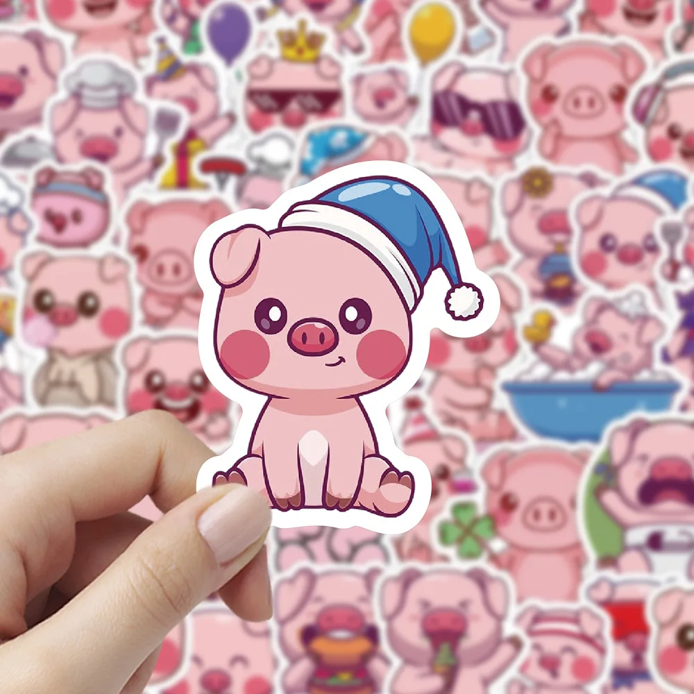 

10/30/60PCS Cartoon Pink Pig Sticker Cute Graffiti Decoration Laptop Phone Case Guitar Water Cup Waterproof Decal Kids Toy