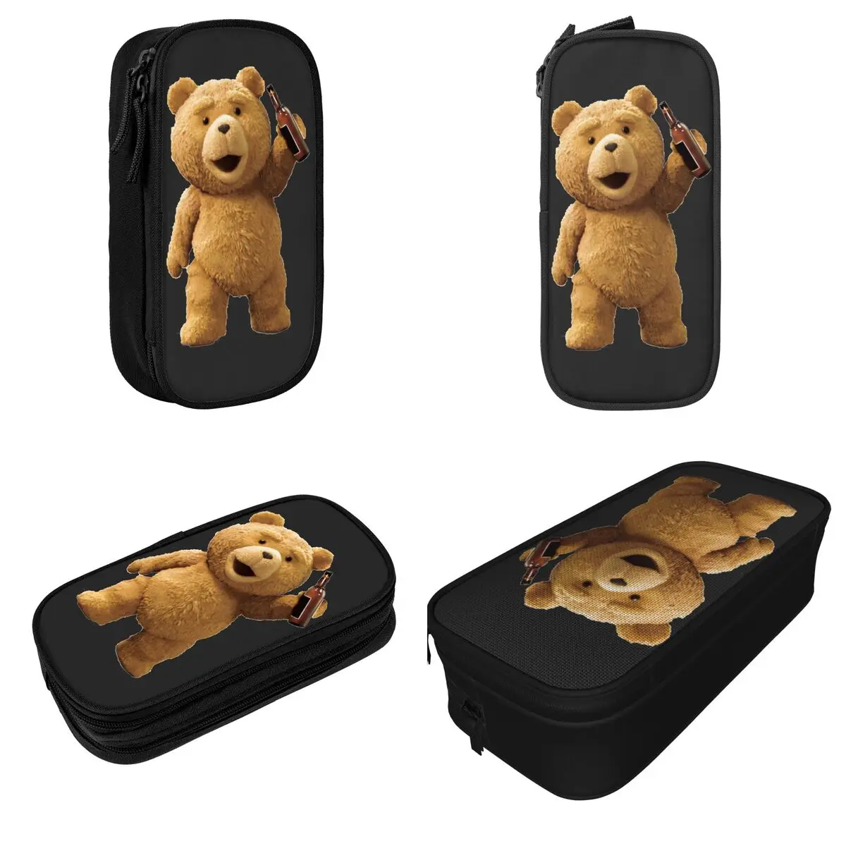 Ted-oso de peluche de cerveza, estuche de lápices clásico, bolsa de almacenamiento grande para bolígrafos, suministros escolares, regalo