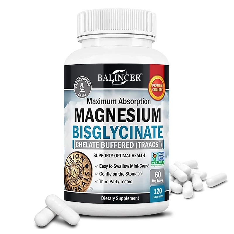 Magnesium Bisglycinate - Maximum Absorption - 100% Chelated, Muscle, Joint Health, Immune Support, 120 Capsules