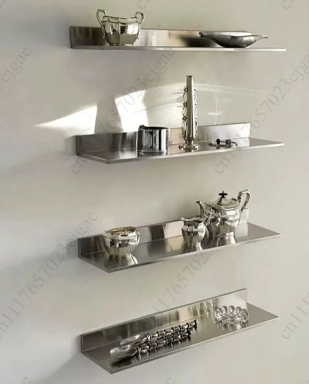 Simple Living Room Decoration Stainless Steel Storage Rack Book Display Art Exhibition Grocery Storage Wall-Mounted Partition