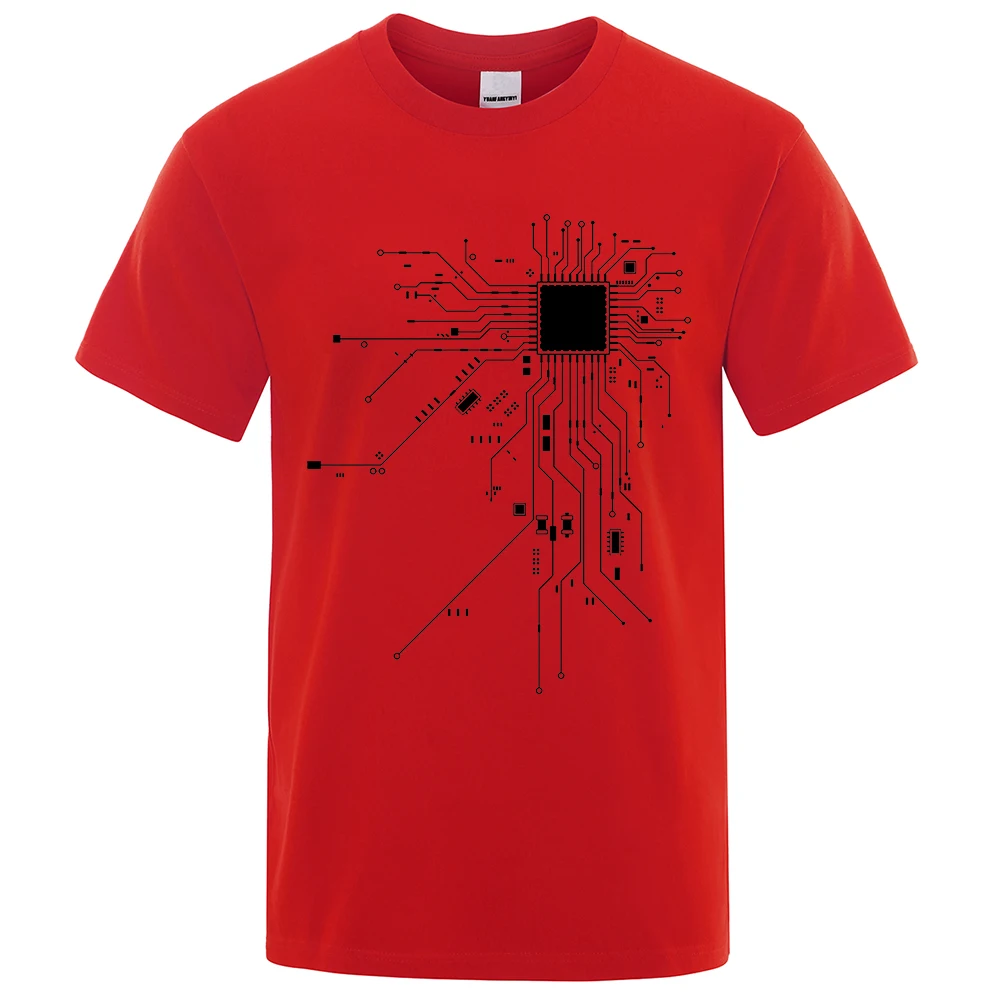 CPU Processor Circuit Diagram T Shirt Men Summer Cotton T-shirt Men\'s Funny Tops Fashion Tees Homme Brand Unisex Clothes C99 Top