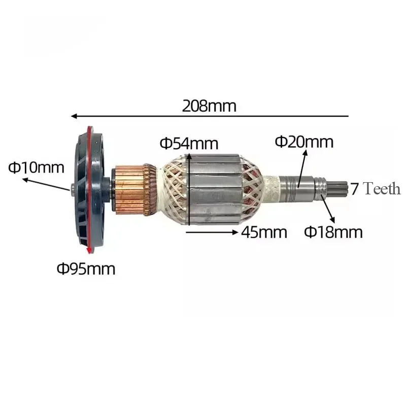 Imagem -04 - Armadura Anchor Rotor para Bosch Martelo de Impacto de Demolição Peças Sobressalentes Gbh 11de ac 220v 240v Gsh11e