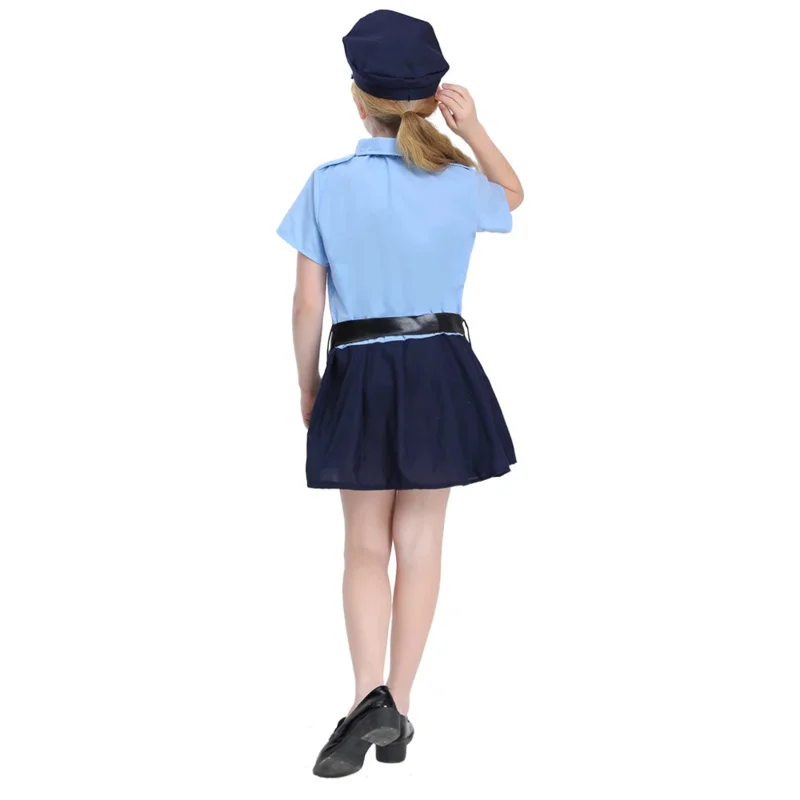 Child Sassy And Sweet Police Officer Cute Cope Carrer Cosplay Uniform Costume Perfect For Girls Halloween Fancy Dress Up