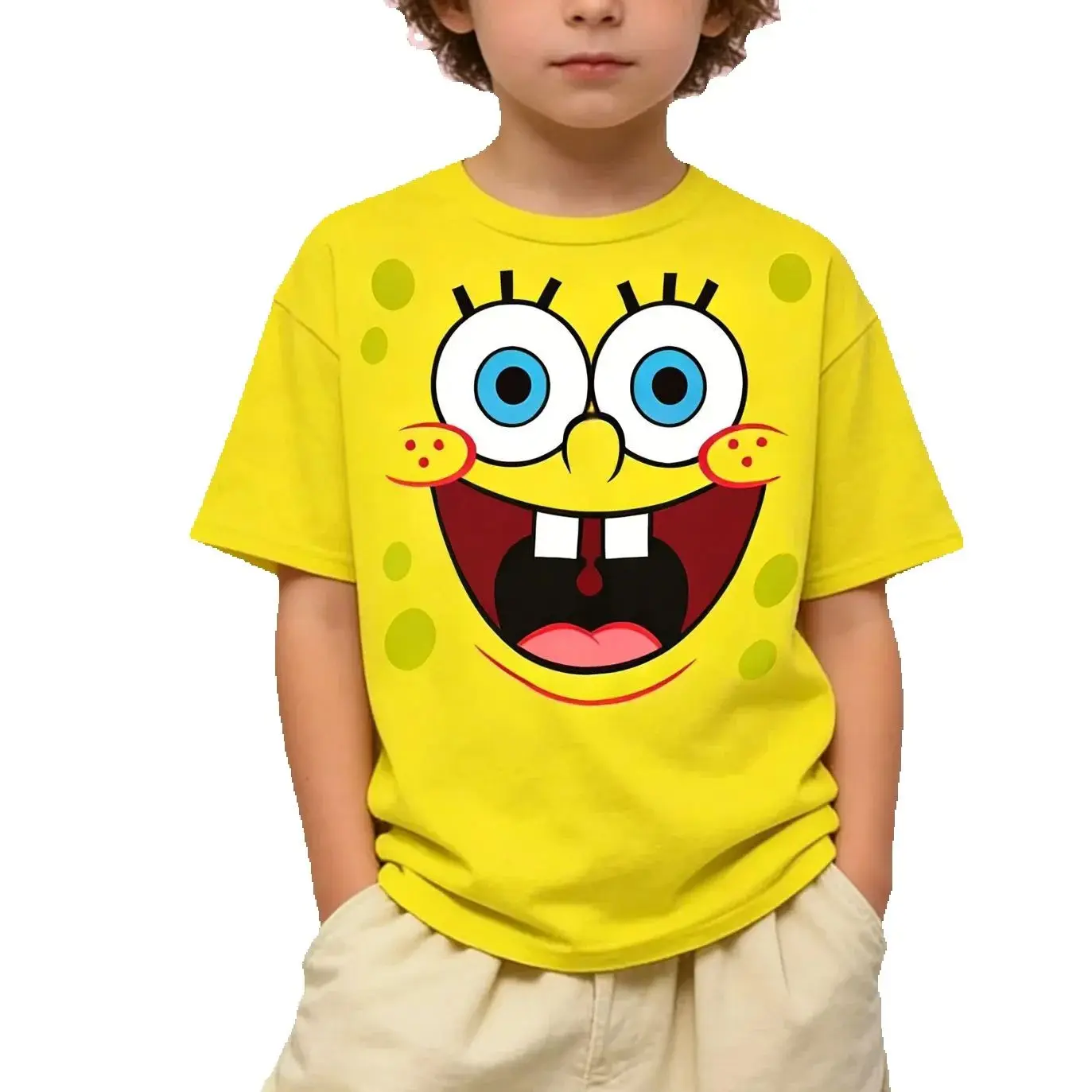 KId fashion SpongeBob SquarePants summer casual tops oversized Men's women's Tshirts Children's adult Parent child T shirts