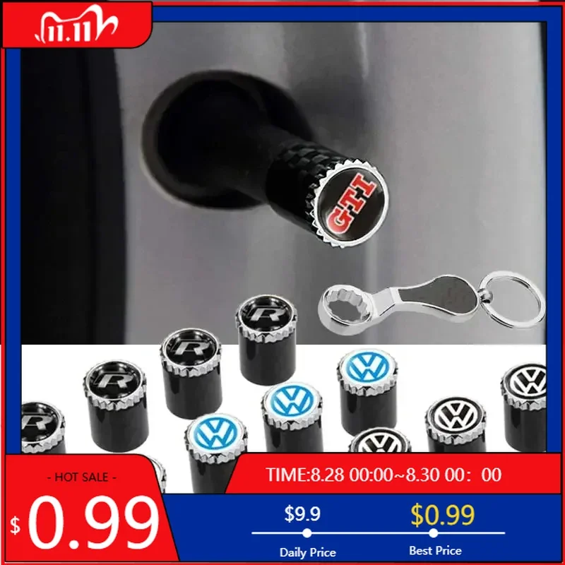 

Колпачки для ниппелей шин (4 шт.) с ключом для Volkswagen Rline GTI, VW Golf GTI 2026 года, горячая новинка