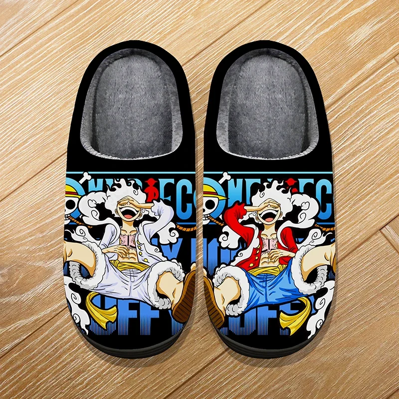 Big Size Winter Home Soft Warm Cartoon Slippers For Adult Chirdren Anime ONE PIECE Luffy Chopper Cosplay Indoor Cotton Shoes