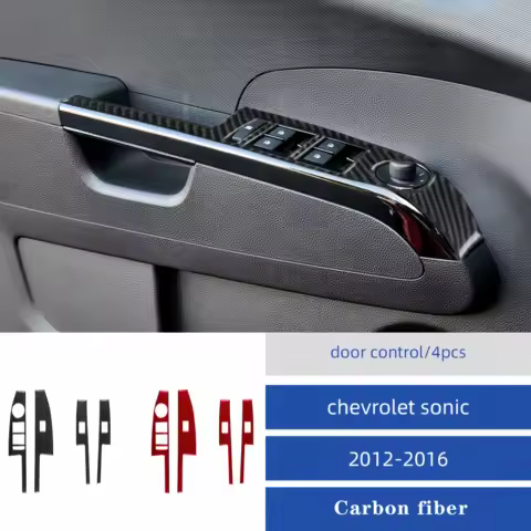 For Chevrolet Sonic 2012-2016 Carbon Fiber Interior Car Windows Lifting Control Panel Decoration Cover Trim Sticker Accessories