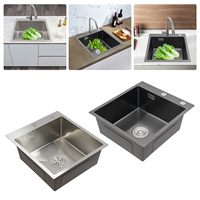 45x50cm Stainless Steel Kitchen Sink with 17.72in Drainpipes Sound Insulating Pad 50kg Load for Home Restaurant Commercial Use