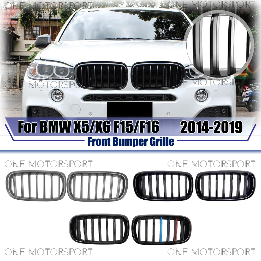 

Single Line Style Glossy M-Color Racing Grille Bumper Grilles For BMW X5 F15 X6 F16 2014-2019 Glossy Black Front Bumper Grille