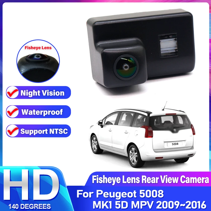 Car Rear View Camera For Peugeot 5008 MK1 5D MPV 2009~2016  Fisheye CCD Backup Camera Night Vision License Plate Camera Reverse