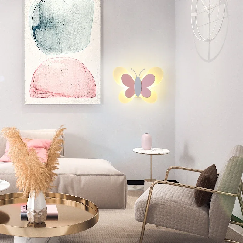 Modern Children\'s Room Butterfly Wall Light For Bedroom Bedside Wall Lamp Creative Personality Wall Decor LED Butterfly Sconce