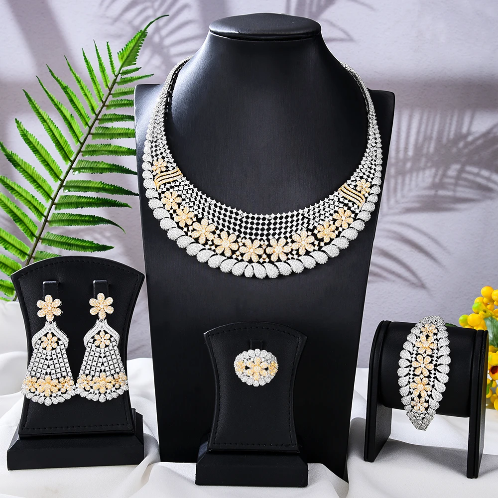 GODKI Famous Brand Luxury African/Indian Jewelry Sets For Women Wedding Party Zircon Crystal Dubai Bridal Jewelry Set Gift