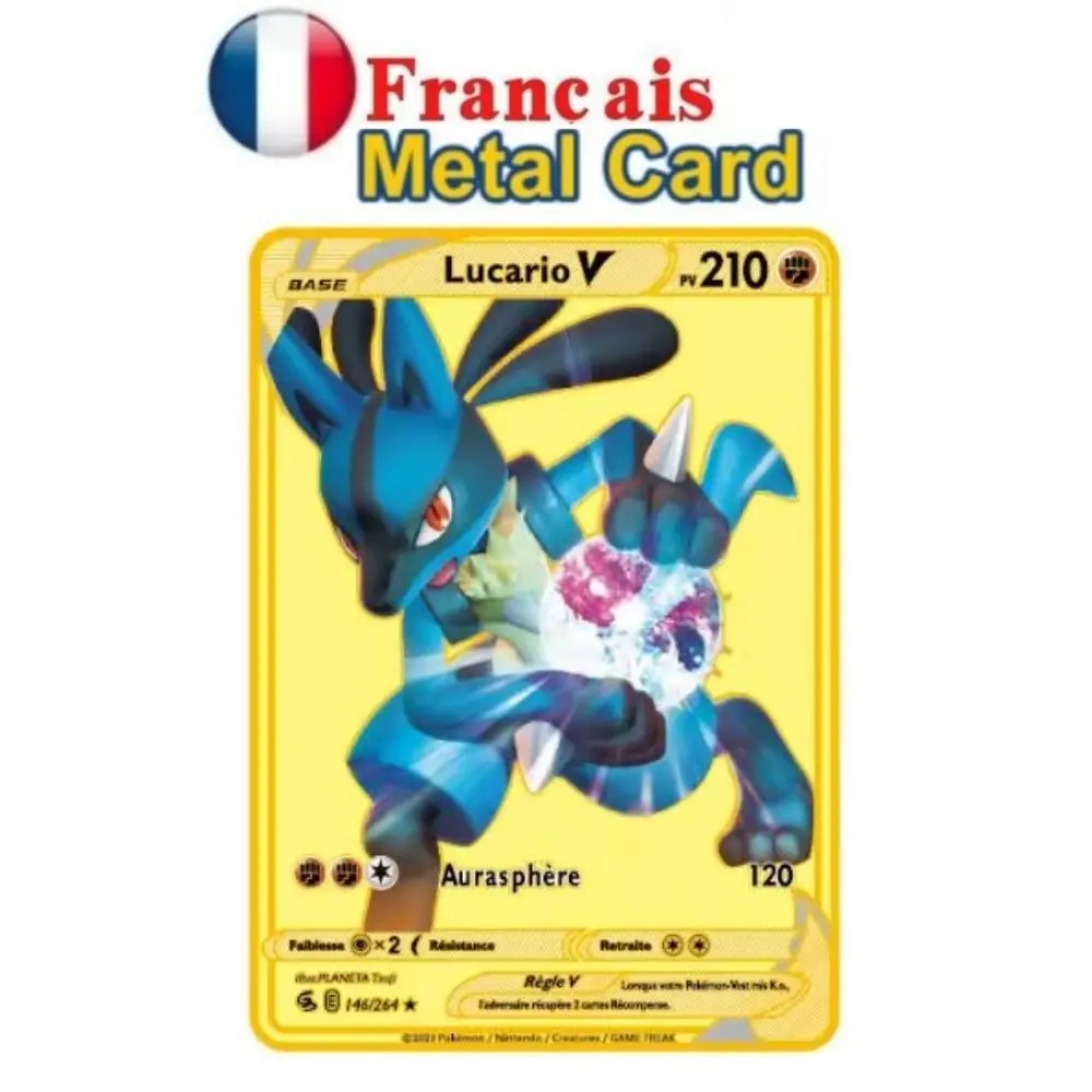 New Pocket Monster French Card Metal Gold Vmax GX Energy Card Charizard Pikachu Rare Series Combat Coach Card Children\'s Toy Gif