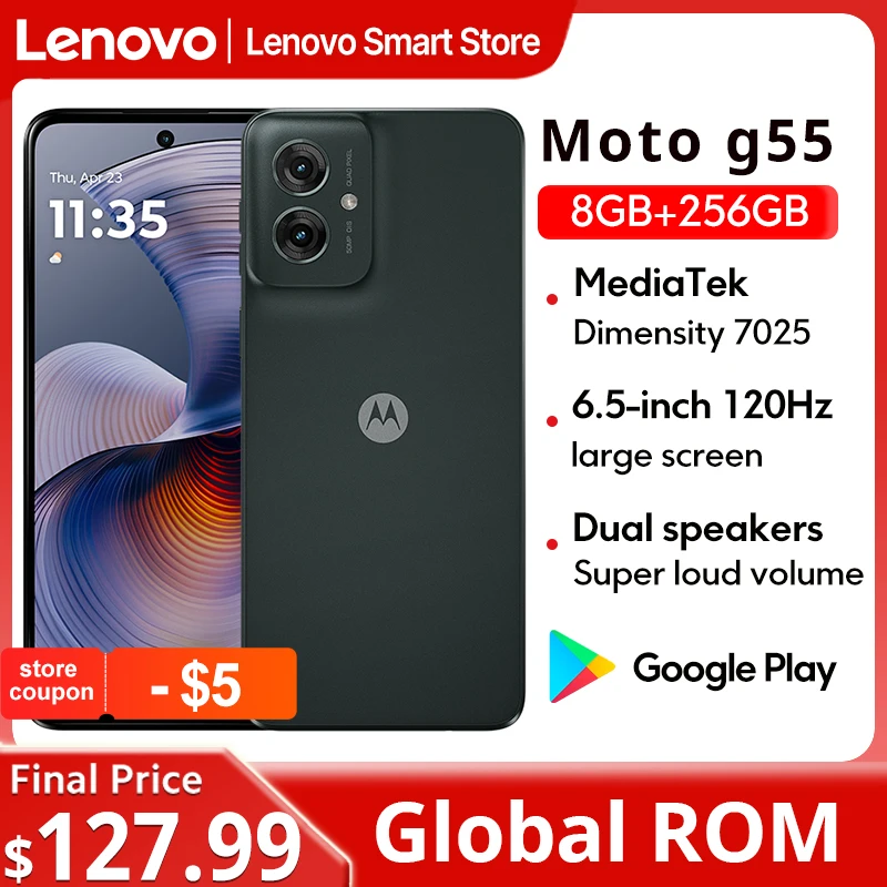 Смартфон Motorola MOTO G55, глобальный ПЗУ, оригинальный 6,5-дюймовый дисплей, 256 ГБ, 120 Гц, MediaTek Dimensity 7025, процессор, 50 МП, мобильный телефон Смартфон Motorola MOTO G55, глобальный ПЗУ, оригинальный 6,5-дюймовый дисплей, 256 ГБ, 120 Гц, MediaTek Dimensity 7025, процессор, 50 МП, мобильный телефон