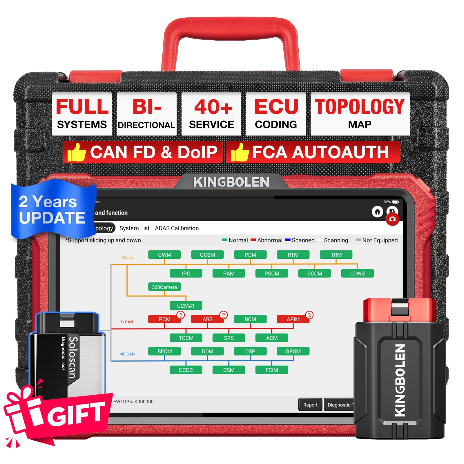 KINGBOLEN K10 PRO K10 Elite CANFD DoIP All System Diagnostic Tools 41 Reset Topology Map ECU Coding Bi directional 2 Years Free