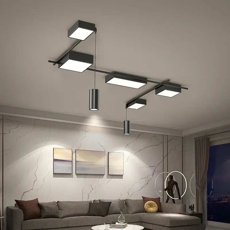 Modern LED Ceiling Chandelier Lights Nordic Minimalist Black Lamp For Living Room Bedroom Hallway Indoor Simple Lighting