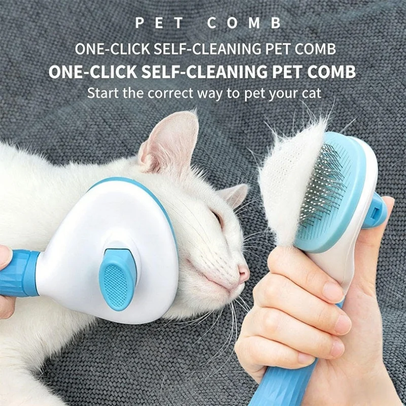 Self‑Cleaning Pet Grooming Brush for Cats & Dogs, Easy‑Clean Dematting Shedding Comb, Efficient Hair Remover for Loose Undercoat