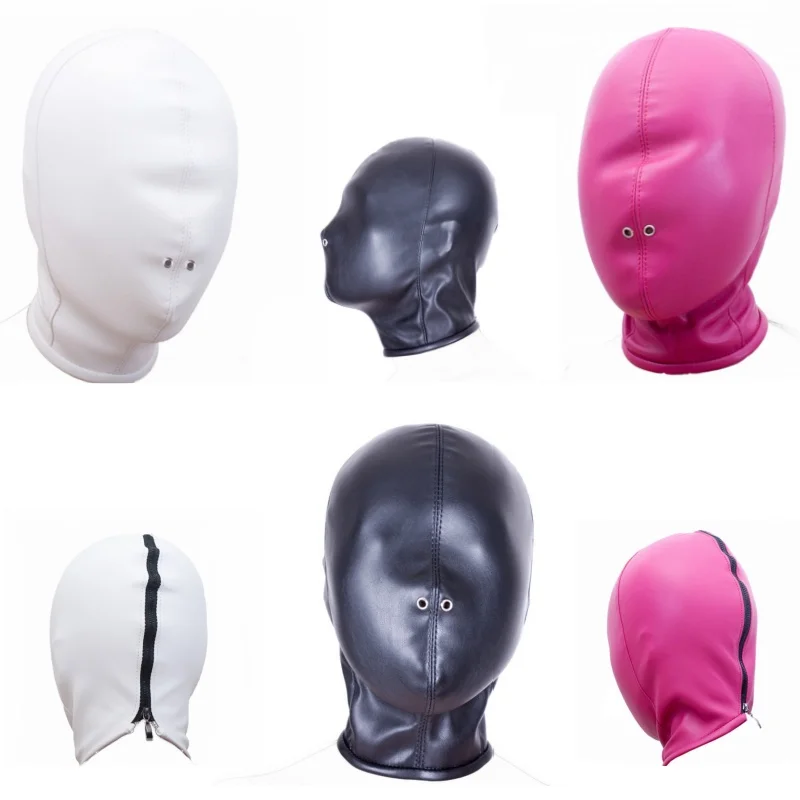 

Sexy PU Leather Cosplay Head Hood For Halloween Party Role Play Sexy Costume Mask Head Accessories Fetish Full Face Mask Unisex