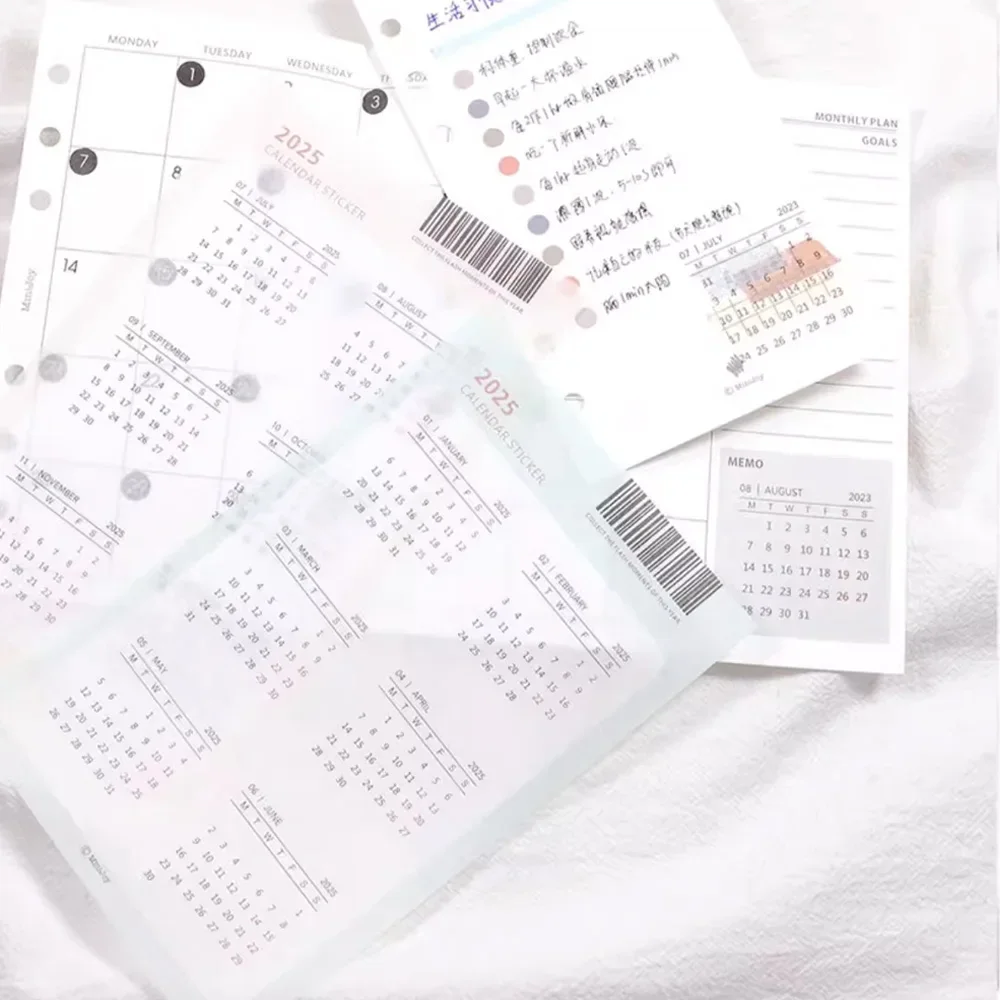 Fromthenon 2025 2024 Calendar Stickers Traveller's Notebook Planner Journal Annual Calendar Stickers Office Stationery Supplies