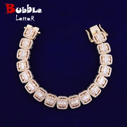 Bubble Letter Iced out Baguette Bracelet for Men Micro Pave Real Copper Cubic Zirconia Hip Hop Jewelry