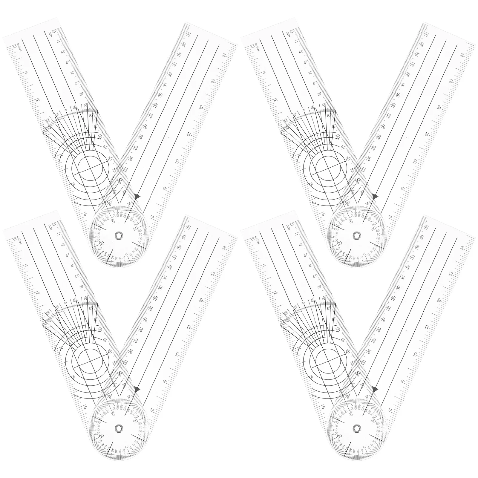 

4Pcs Angle Protractor Measuring Tool Transparent Foldable Semi-Circular Head Multi-Angle Finder for Doctors Architects Engineers