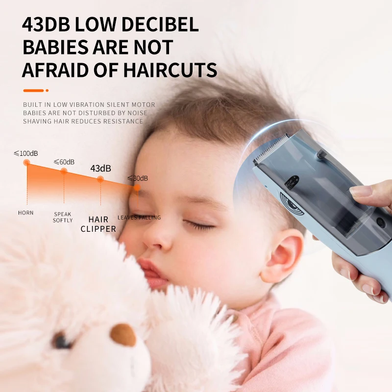 Automatic Gather Hair Trimmer for Baby Waterproof Kids Hair Clipper Children Sleep Hair Cutting Machine Shaver