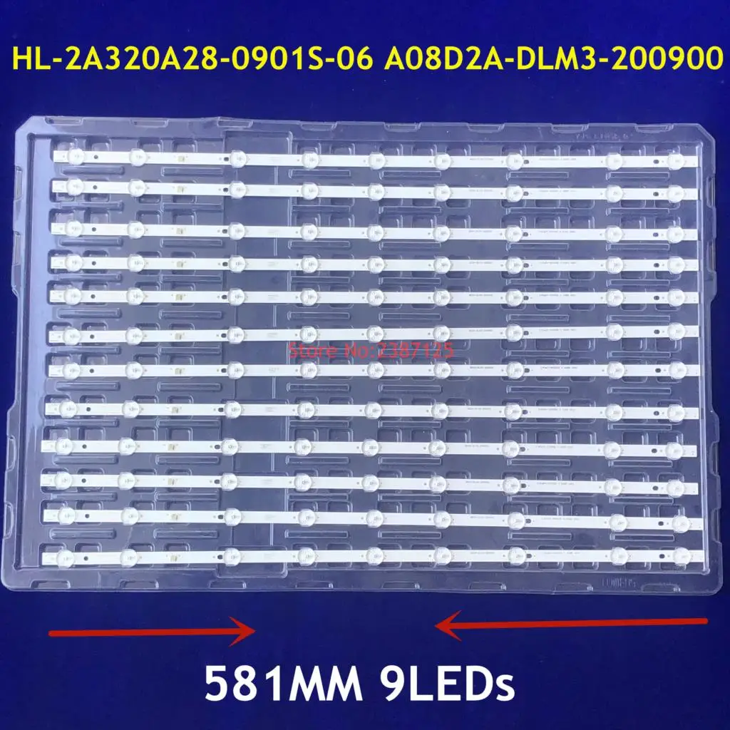 581มม.แถบไฟ LED สำหรับ SHIVAKI STV-32LED15 32 "LED TV HL-2A320A28-0901S-06 A0 8D2A-DLM3-200900 32DLE250 32DLE252 HV320WHB-N80