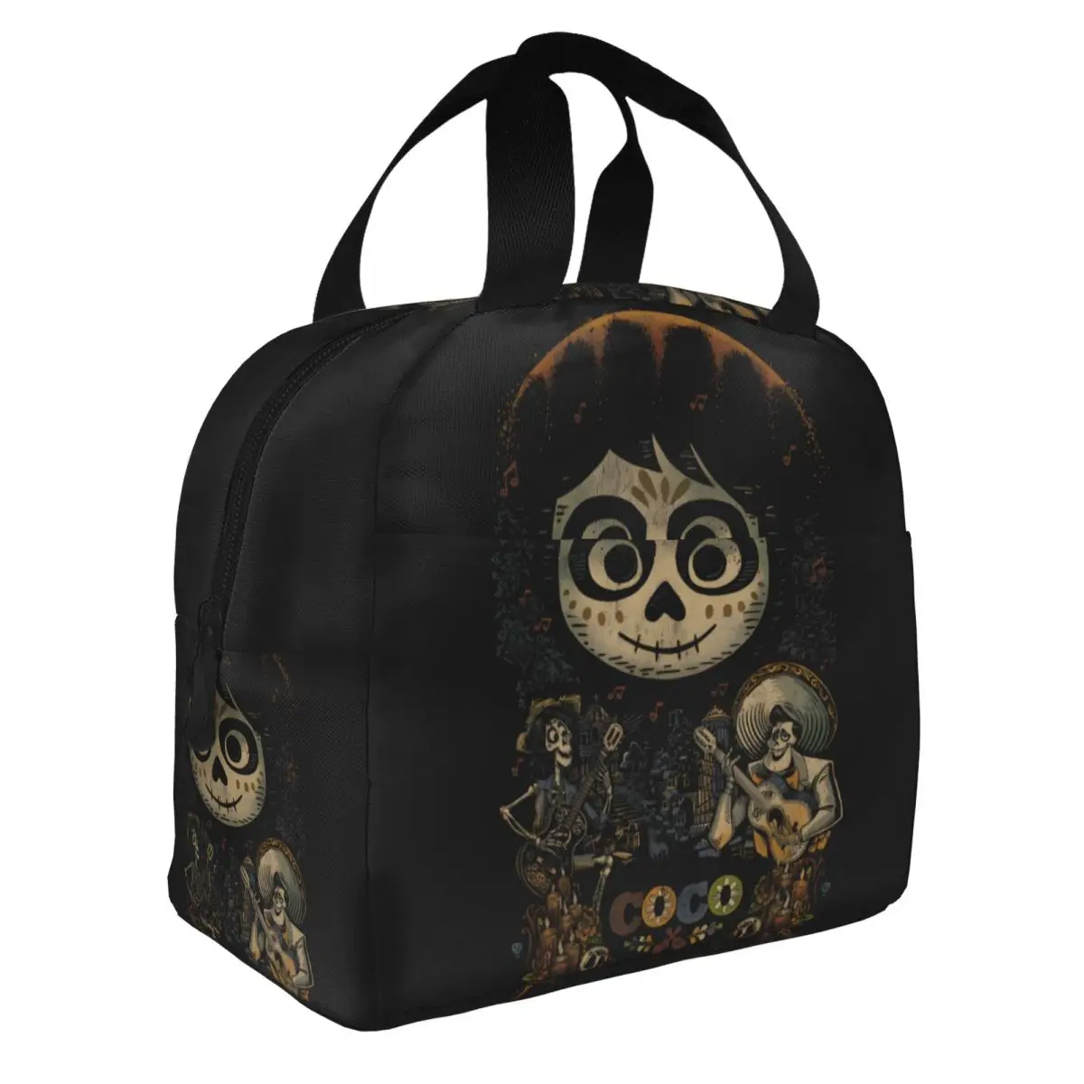 Leakproof Insulated Students Disney Coco Lunch Bag Thickened Handheld Miguel Musical Scene Vintage Outdoor Bento Boxes