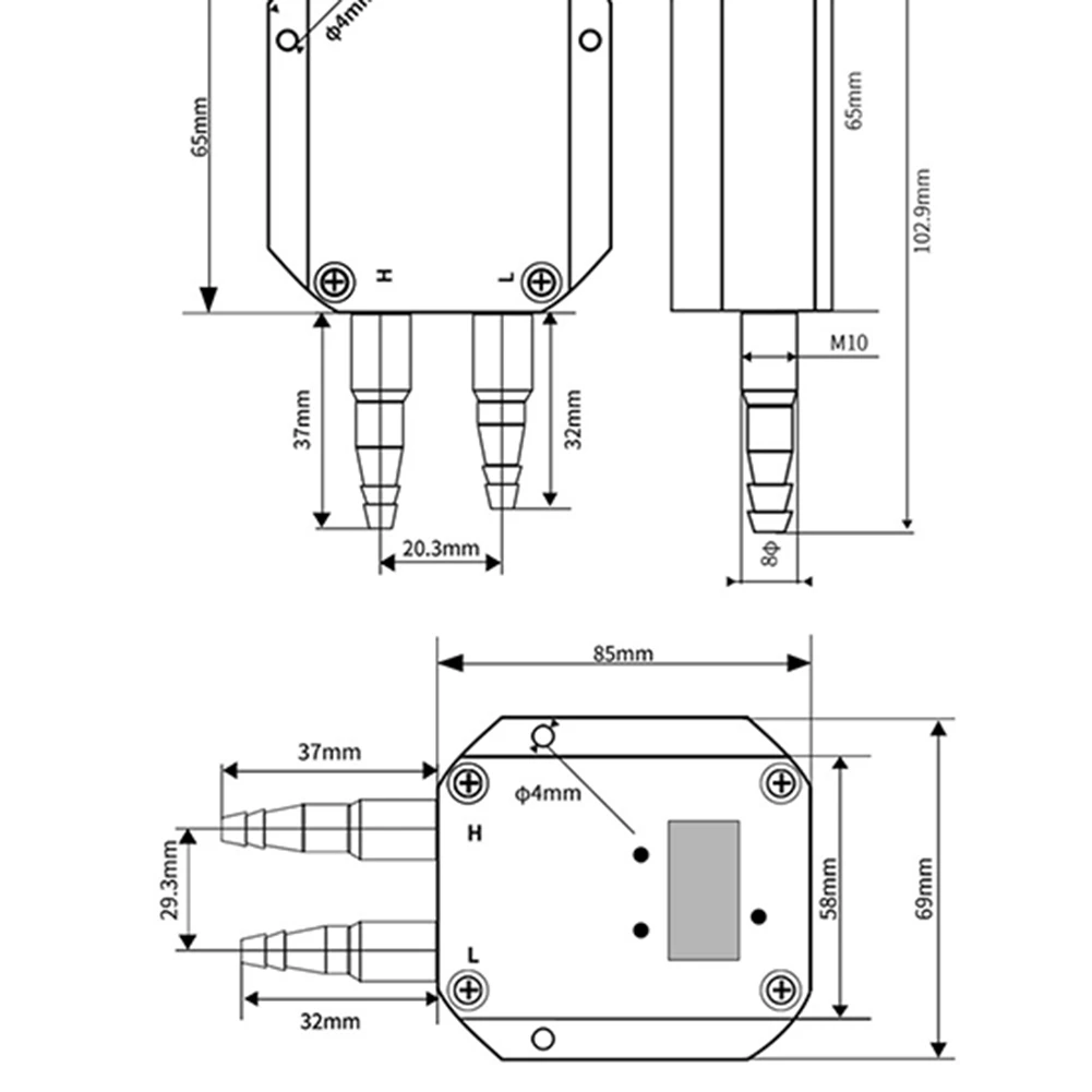 4-20mA Pressure Difference Transmitter Mini Pressure Differential Sensor High Sensitivity for Treatment Clean Room