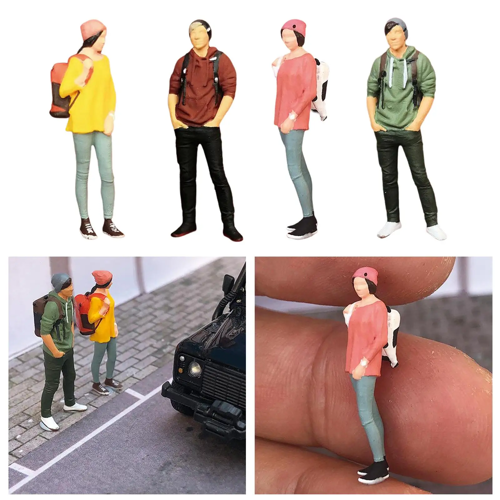 Race Medal 1/64 Scale Resin Mini Figure Tourist Doll Street Scene Train