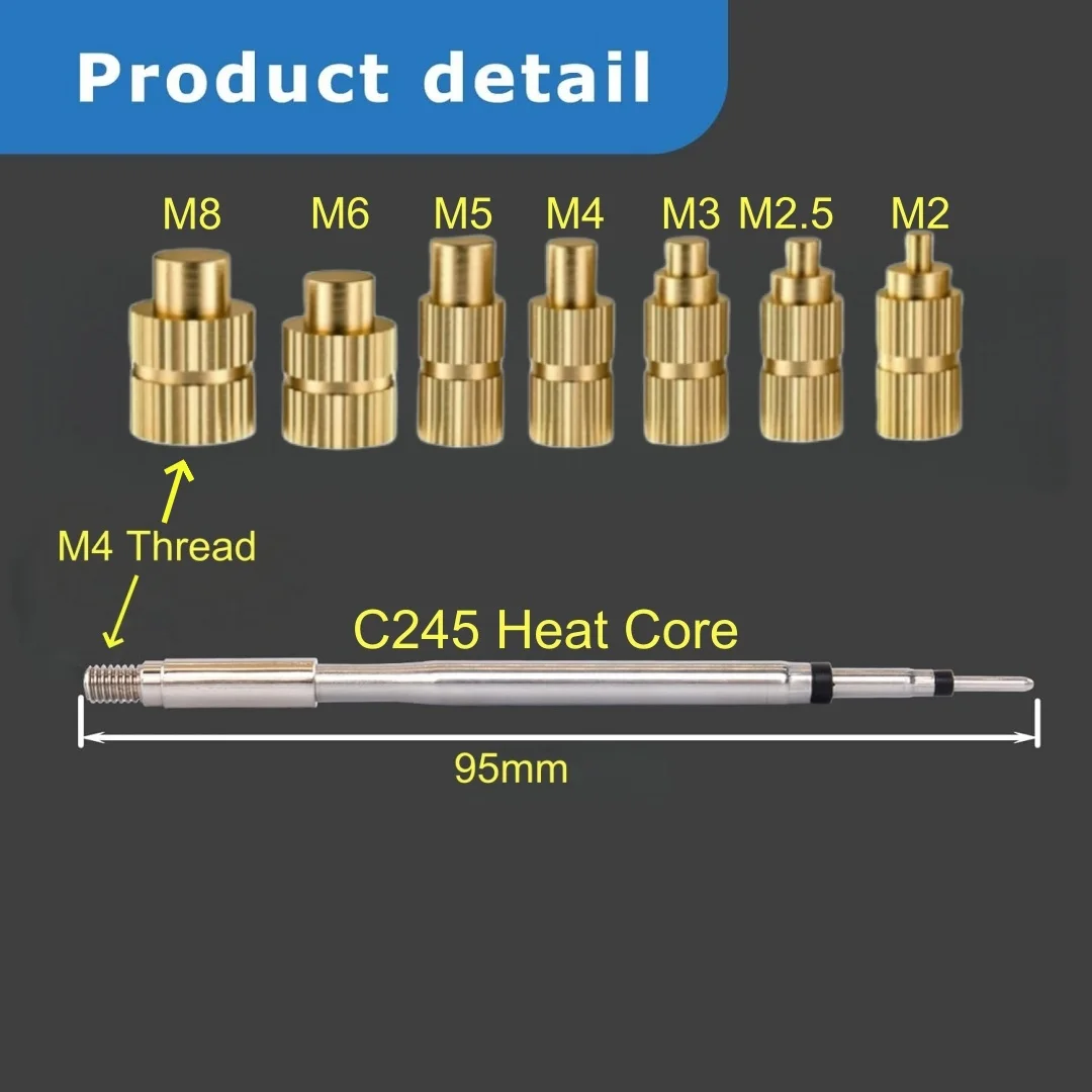 HS02A C245 Soldering Iron Tips For Heat Insert Nut M2-M8 Embedded Kit For 3D Printer Part