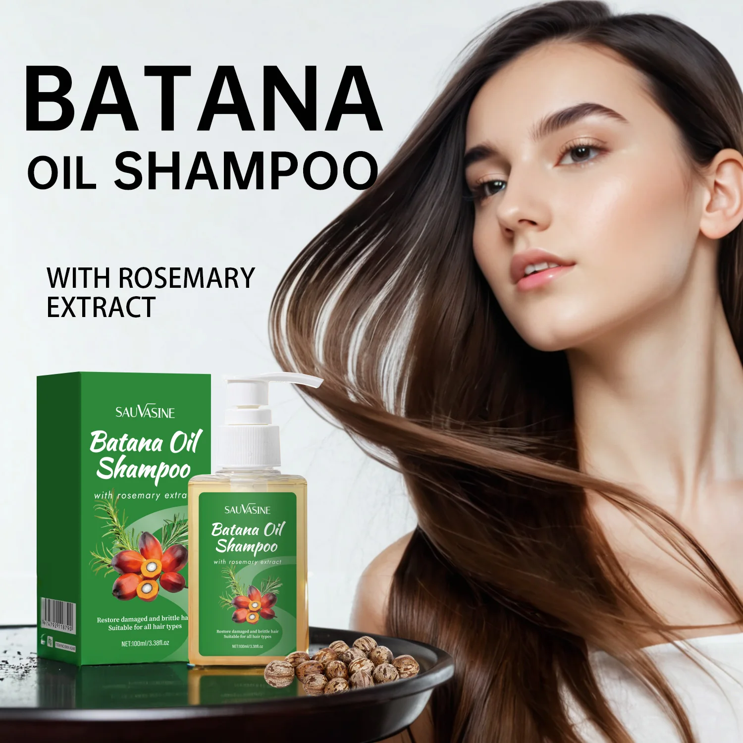 100ML Batana Oil Shampoo Soothing Scalp Intense Repair Batana Nourishing Shampoo with Rosemary Extract for All Hair Types