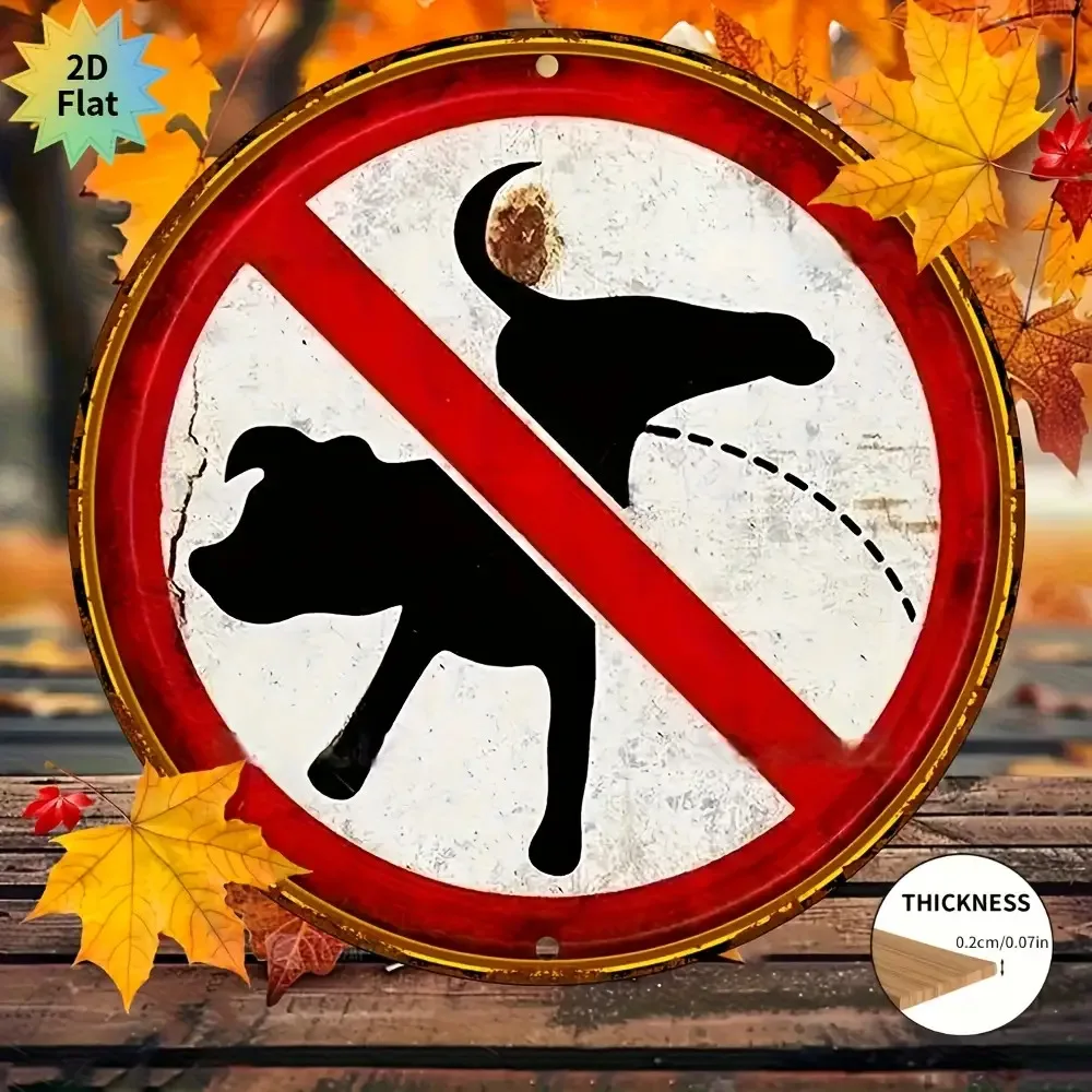 2D-Plakat, 1 Stück Vintage-Holzschild mit der Aufschrift „Kein Hundekot erlaubt“ – rund, UV-beständig, kratzfest und schmutzabweisend.
